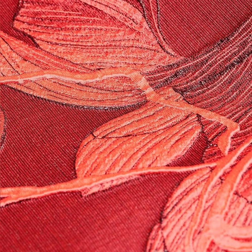 Amsale New Italian Fluorescent Floral Jacquard Gown In Coral Black Size 14 - Picture 5 of 16